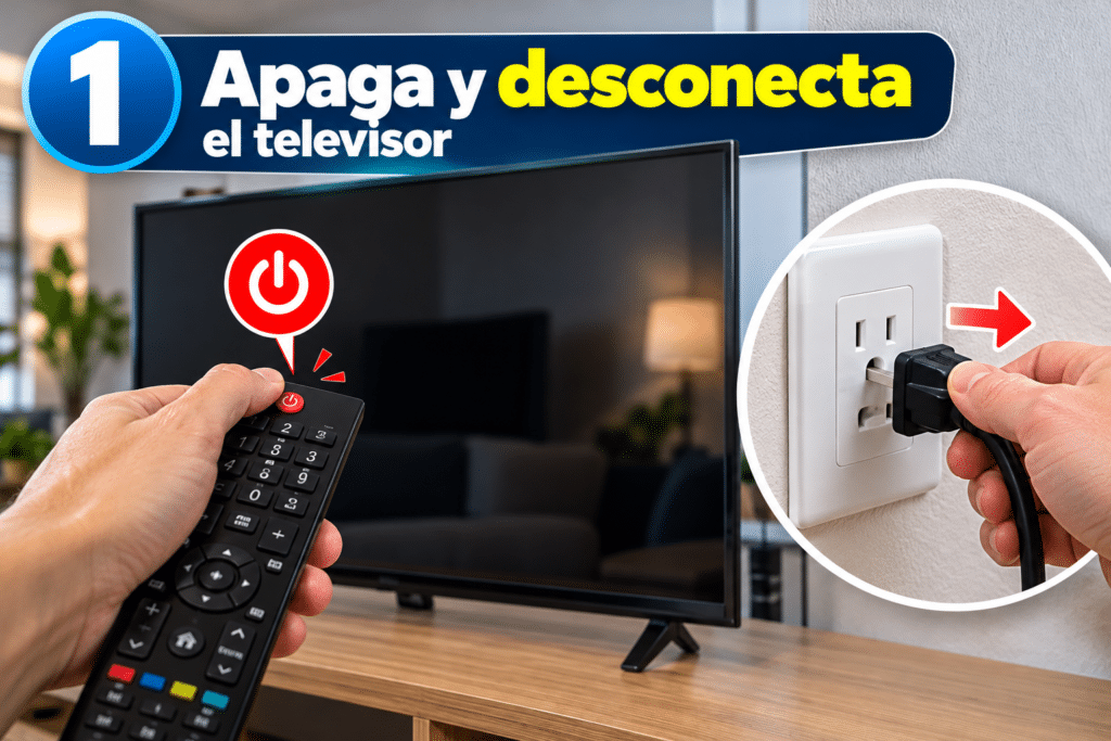 Apaga y desconecta el televisor