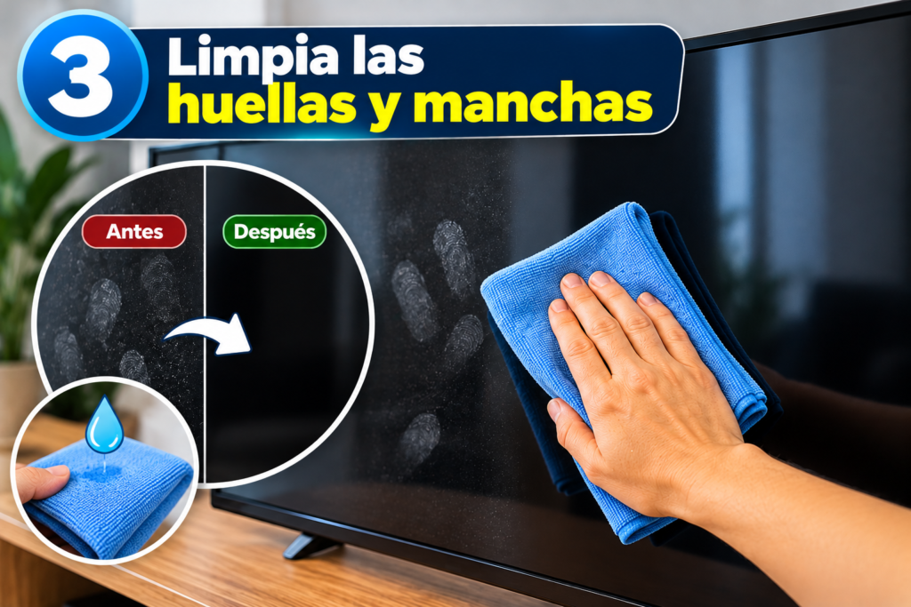 Guía para limpiar huellas de la pantalla